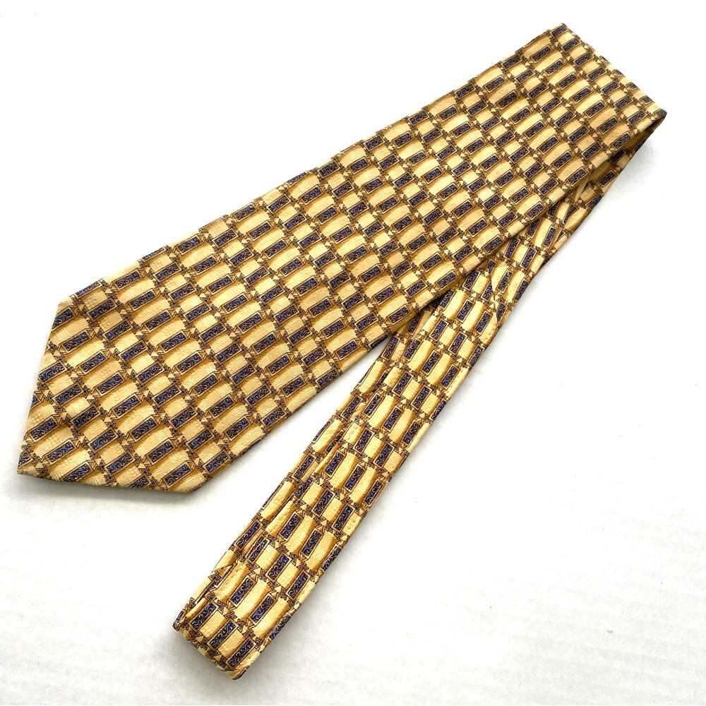 Roundtree. & Yorke GOLD/GREY Geometric Silk Necktie